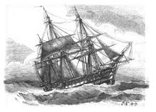 black and white ship in storm